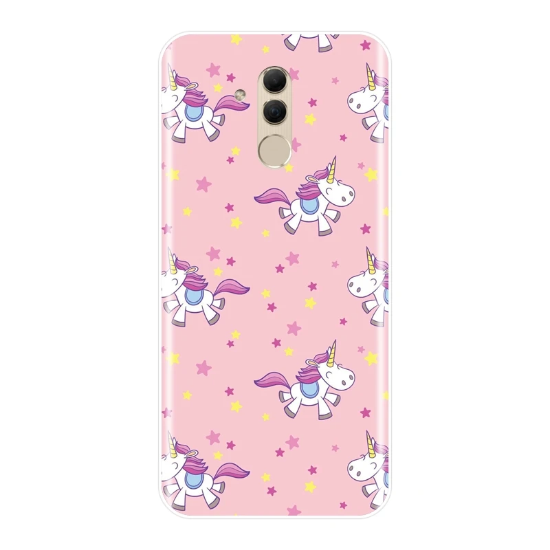 Мягкий розовый чехол накладка для Huawei Mate 9 10 20 Lite милый силиконовый с единорогом