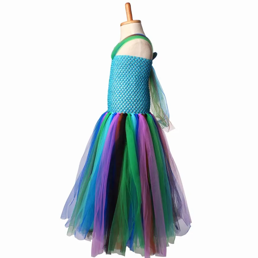 Handmade Peacock Inspired Girls Tutu Dress Party Dresses Holiday Clothing Baby Dress Up Fancy Tutus Vestidos (7)