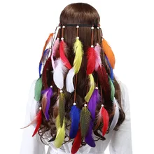 Повязка на голову, AWAYTR, Хэллоуин, Женский ободок с перьями павлина, аксессуары для волос, богемный стиль, длинные капли, декоративные, вечерние, тиара