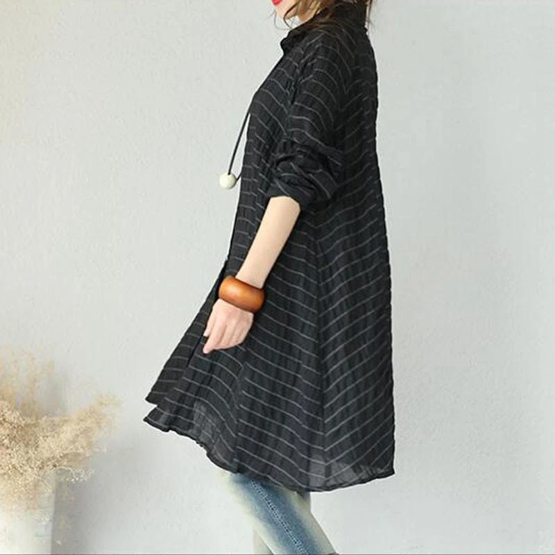 WUZHONGREN Shirts Women Shirt Fashion Women's Striped Casual Loose Women Button Shirt Long Sleeve Blouses