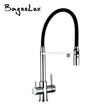 Кухонный кран для чистой воды с распылителем, смеситель для раковины из твердой латуни с поворотом на 360 градусов, 3 варианта фильтра для воды, краны