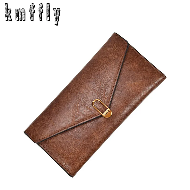 Vintage Long Solid Luxury Brand Women Wallets Fashion Hasp Leather Wallet Female Purse Clutch Money Women Wallet Coin Purse