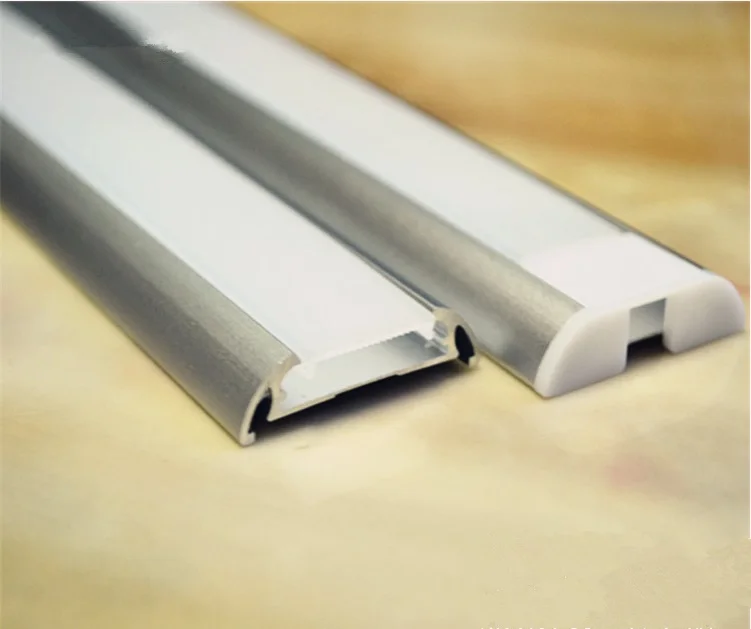 

Anodized Aluminum Angled Surface Mount LED Profile Housing For Flex/Hard LED Strip Lights With Opal Cover And End Caps