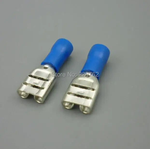New 100x Blue Insulated Spade Electrical Crimp Wire Cable Connector Terminal Kit