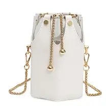 2019 New Women Fashion Shoulder Bag PU Leather Chain Drawstring Crossbody Messenger Handbag Purse