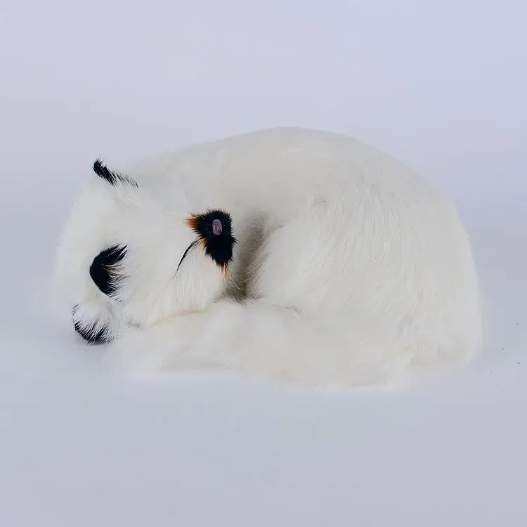 simulation white sleeping cat lifelike black mouth cat doll 25x11x20cm