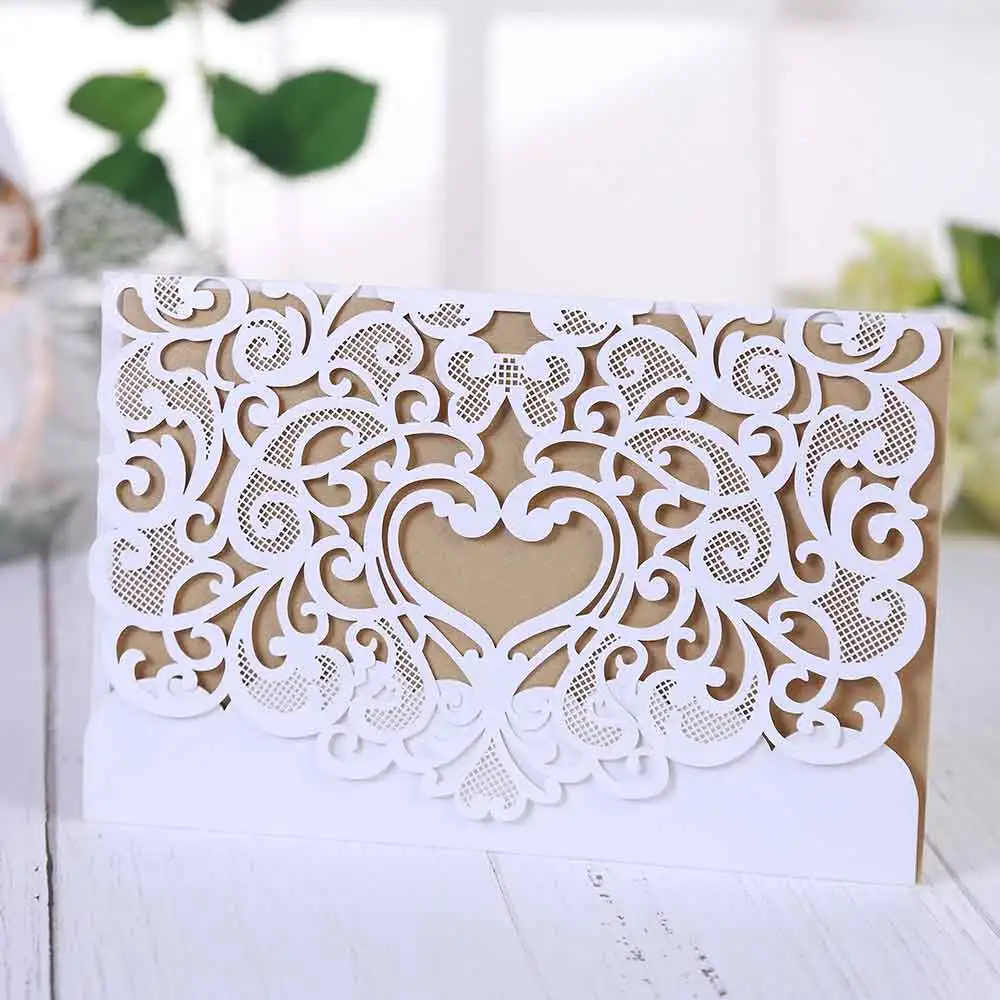 5 Sets Laser Cut Wedding Invitations with Envelopes and Inside Cards for WeddingBirthday PartiesBab - 33059564937