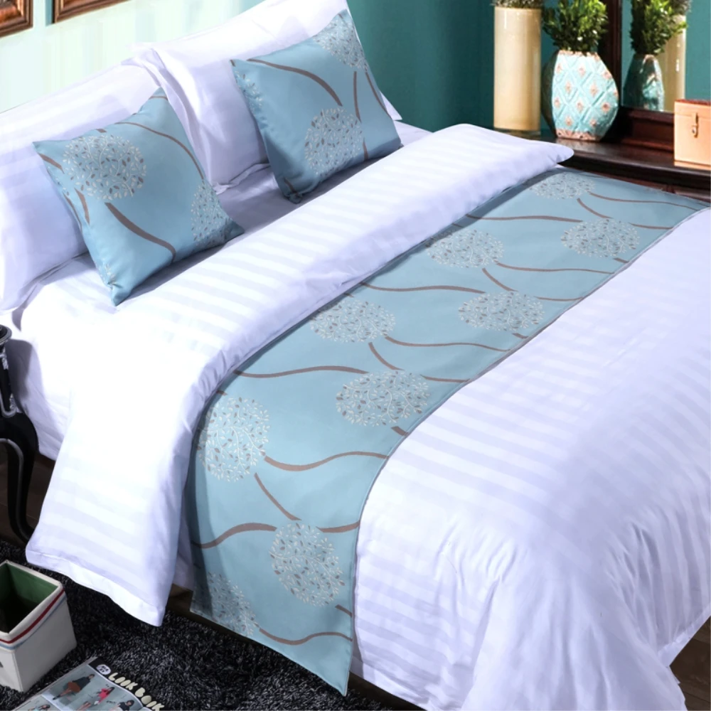 RAYUAN Polyester Bedspread Double Layer Bed Runner Throw Home Hotel Bedding Decor Single Queen King Bed Tail Towel