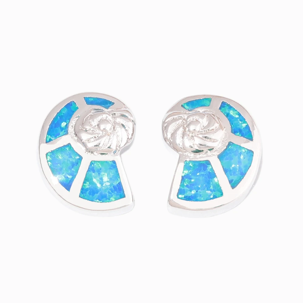 

CiNily Created Blue Fire Opal Spiral Silver Plated Wholesale Fashion for Women Jewelry Engagement Earrings OH4585