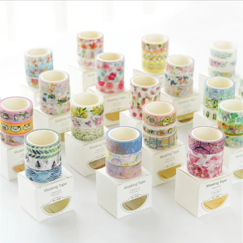 

3Pcs/Box 1.5-3cm*5m Fresh Pattern Floral washi tape diy decoration for scrapbooking masking tape adhesive tape