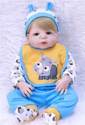 Полный Силиконовый reborn мальчик детские куклы живые 23 "57 см Bebes reborn menino boneca подарок на день рождения ребёнка куклы игрушки можно купать bonecas