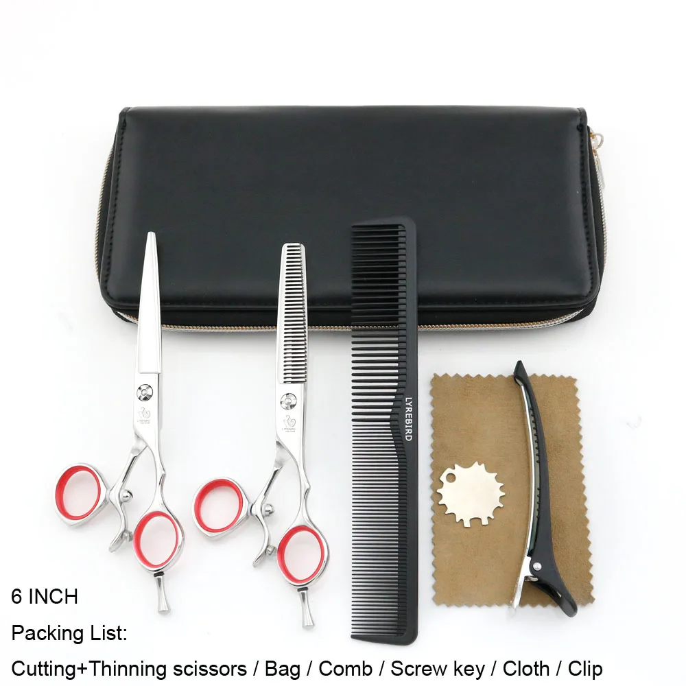 Профессиональные ножницы для волос 5,5 дюймов или 6 дюймов 180 градусов Поворотная рукоять Парикмахерские ножницы lyrebird Высший - Цвет: Suit 6 no razor