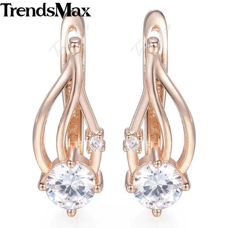 Trendsmax Women's Earrings Leaf Shaped Crystal Cubic Zircon Earrings Valentines Gifts For Women Party Wedding Jewelry KGE152