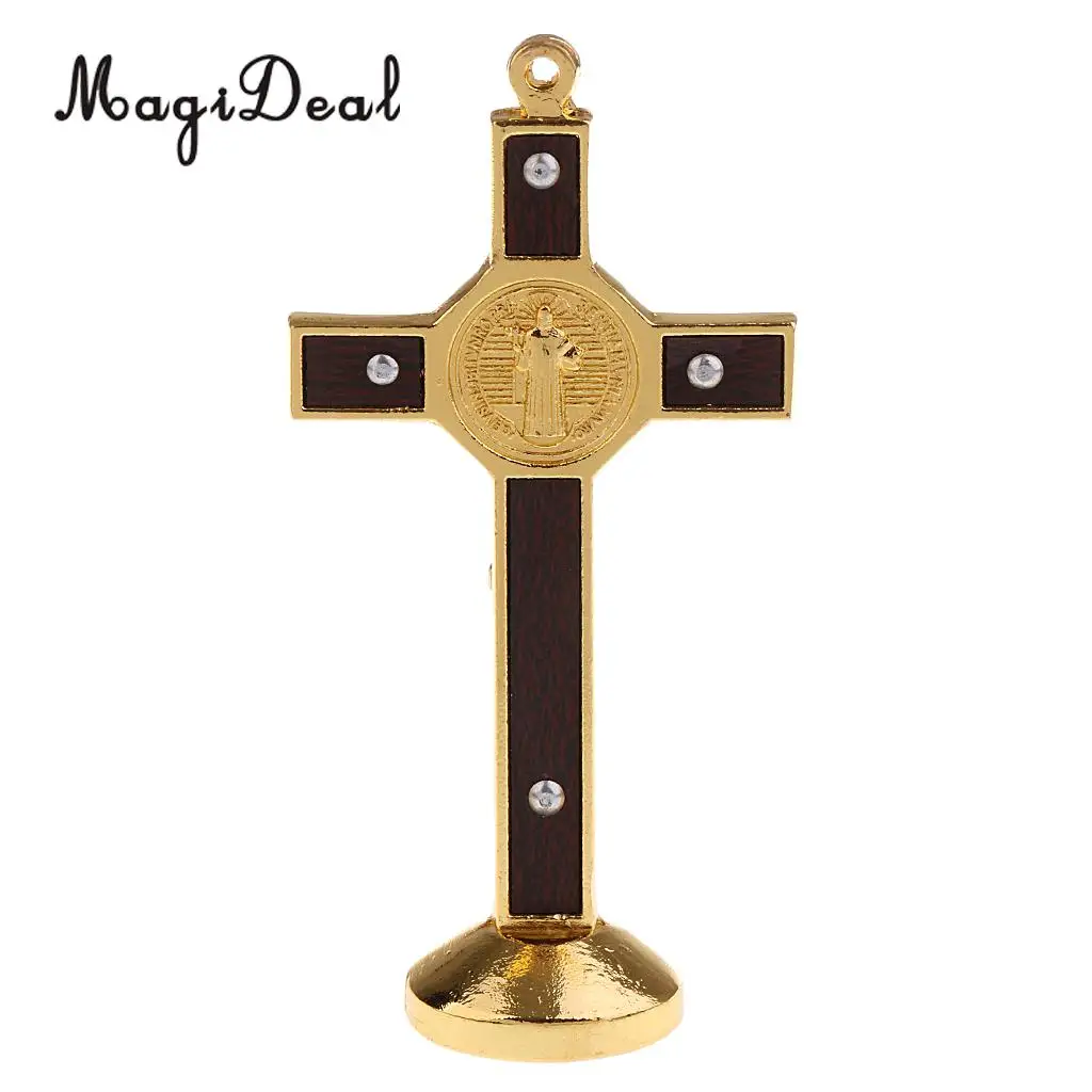 2PCS Crucifix Jesus Christ On The Stand Cross Figurines for Home Chapel Ornament