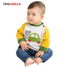 Свитера для маленьких мальчиков; Хлопковый вязаный пуловер с длинными рукавами для мальчиков; сезон весна-осень; детская плотная Модная одежда с героями мультфильмов; CL5138