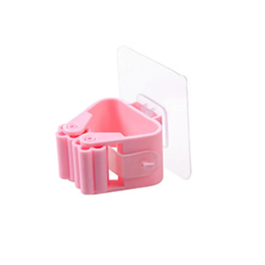 Non Punch Adhesive Wall Mounted Mop Holder Storage Broom Hanger Clip Seamless Mop Hook Bathroom