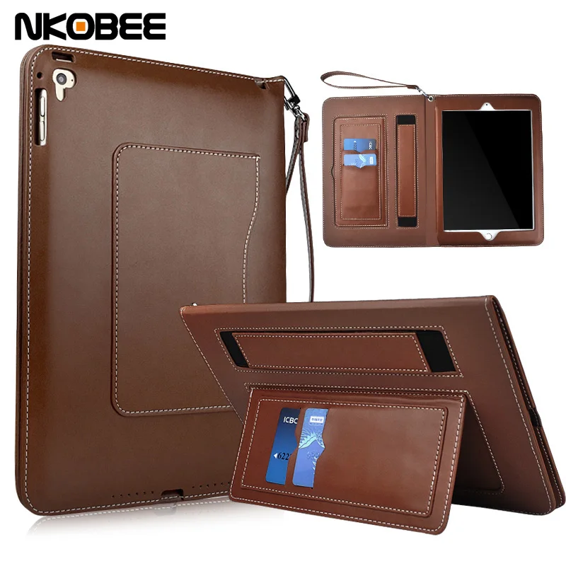 NKOBEE For iPad Air 2 Case Leather For Apple iPad Air 2 Air2 Smart Case Wallet Card Holder Book Wake Sleep Cover for iPad Air 2