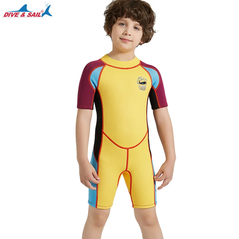 

Boy's Shorty Wetsuit 2.5mm Neoprene One Piece Wet Suit Swimsuit Shorty Jump Suit Kids Boys Girls Swimwear Thermal Bathing Suit