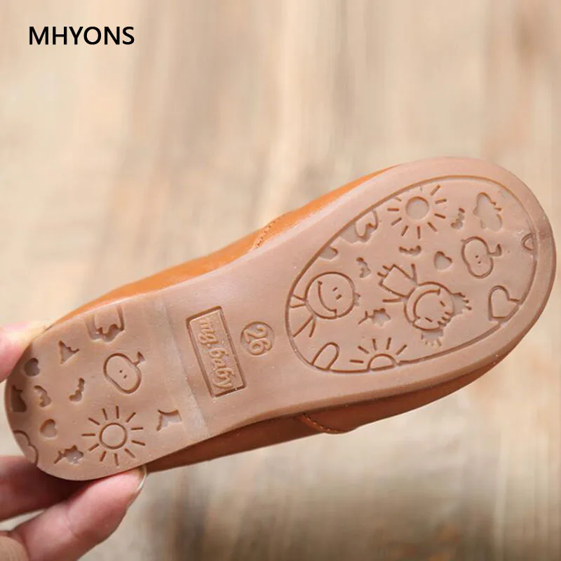 Новинка 2019 кожаная обувь MHYONS для девочек детская мальчиков и Винтажная принцессы