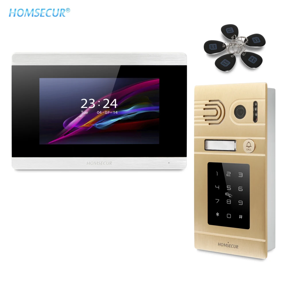 

HOMSECUR 7" Wired Video Door Entry Phone Call System+Golden Camera for Apartment BC071-G+BM715-S