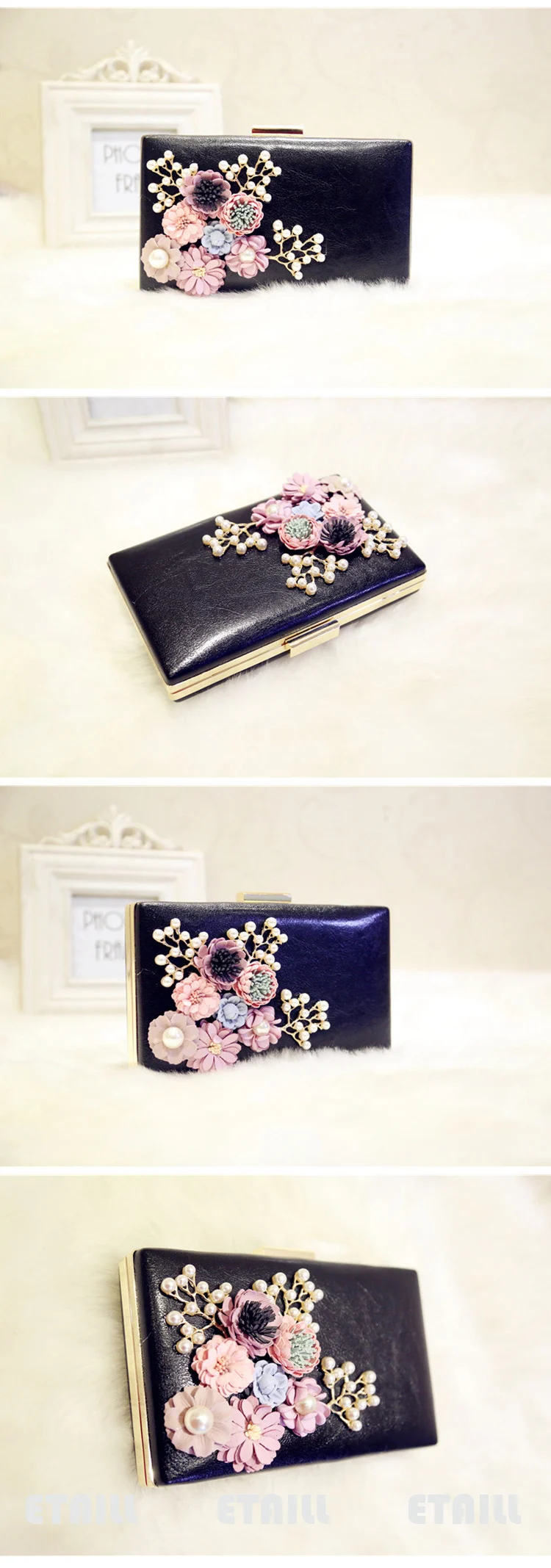 Appliques Chain Women Shoulder Crossbody Bags with Luxury Pearl