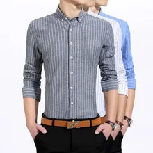 Новые мужские рубашки с длинным рукавом Slim Fit рубашка полосатая Хлопковая мужская рубашка плюс размер 2XL 3XL брендовая одежда