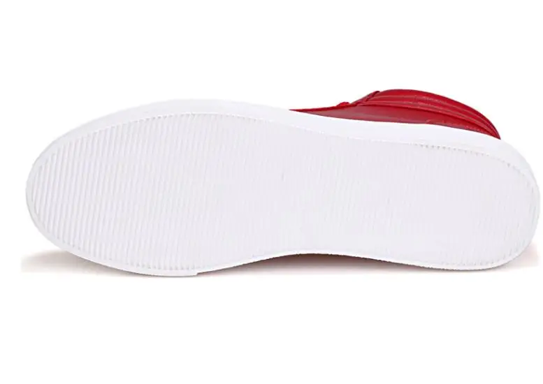 New Fashion High Top Casual Shoes For Men PU Leather Lace Up Red White Black Color Mens Casual Shoes Men High Top Shoes Retail