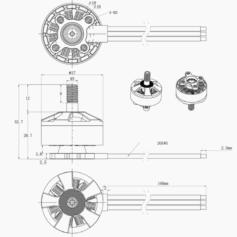 Brotherhobby возвращающийся R6 2207 2700KV 4-5 S бесщеточный двигатель для беспилотная камера д/у с видом от первого лица Квадрокоптер планер запасные Запчасти