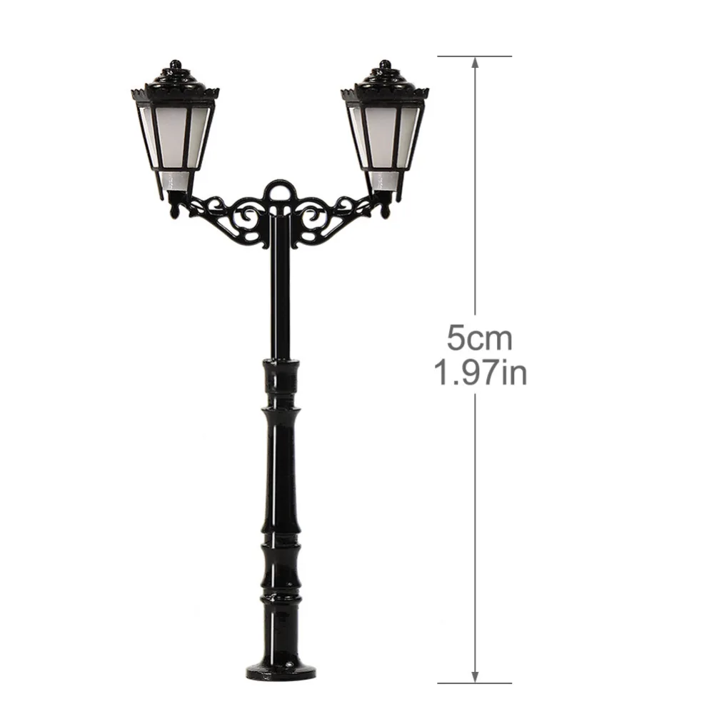 

3pcs N Scale Lamp Post Double Heads 50mm 1:150 Street Lights Model Railway Train LEDs Miniature LQS77N