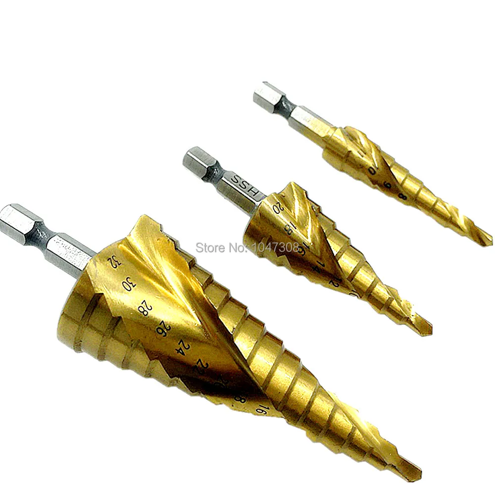 3pcs Impact Driver Ready Step Drill Bit Metric Step Bits Reamer Spiral
