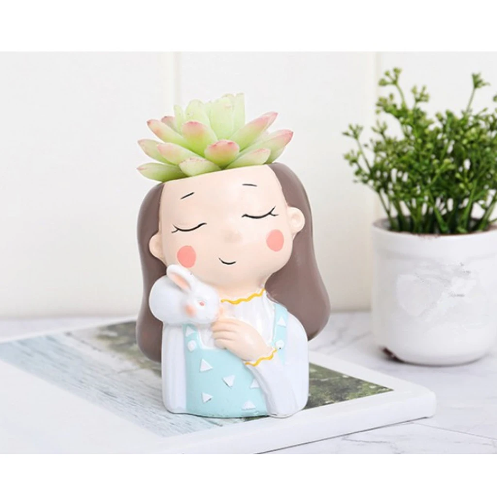Resin Flowerpot Cactus Succulent Planter Pot Vase Desktop Ornament Figurines Valentine Gift Present	