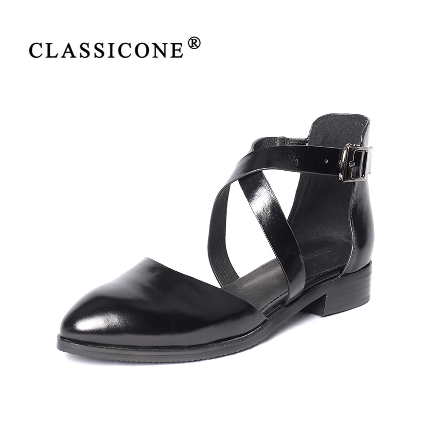 

women shoes genuine leather summer woman scoop flats with fashion brand spring autumn handmade luxury style black CLASSICONE2018