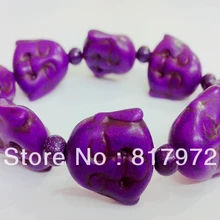 5 шт. тибетский буддийский фиолетовый камень Бусины из говлита резная фигурка в виде головы будды ручной работы браслет эластичность фестиваль подарочный Шарм