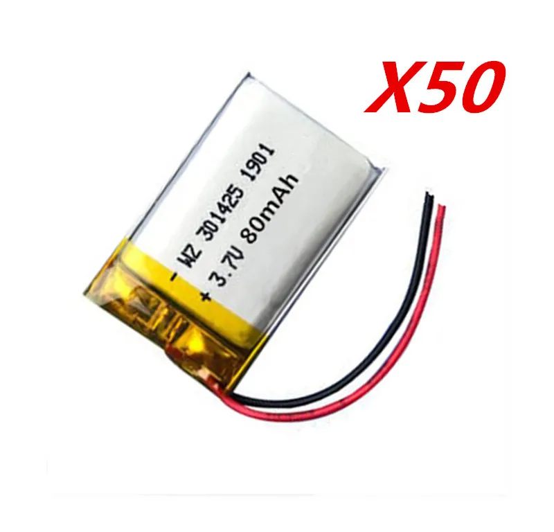 Литий-полимерный аккумулятор 50 шт. 3 7 в 80 мА ч 301425 литий-полимерный для игрушек