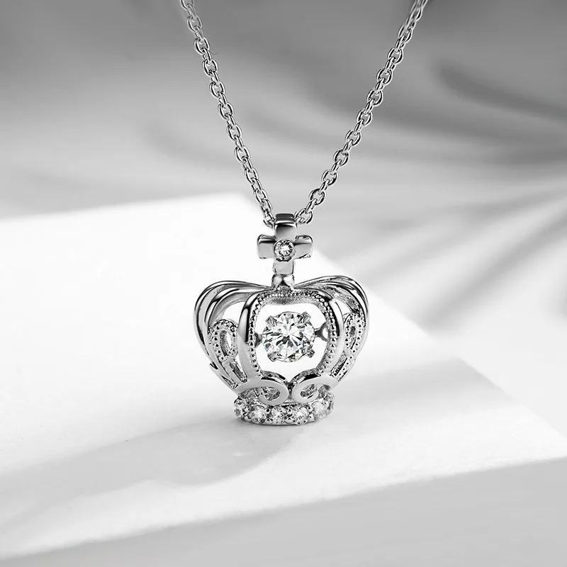 

2019 European Fashion Jewelry Necklace Women Crystal from Swarovski Creative new beating heart crown inlaid zircon 2 Colors
