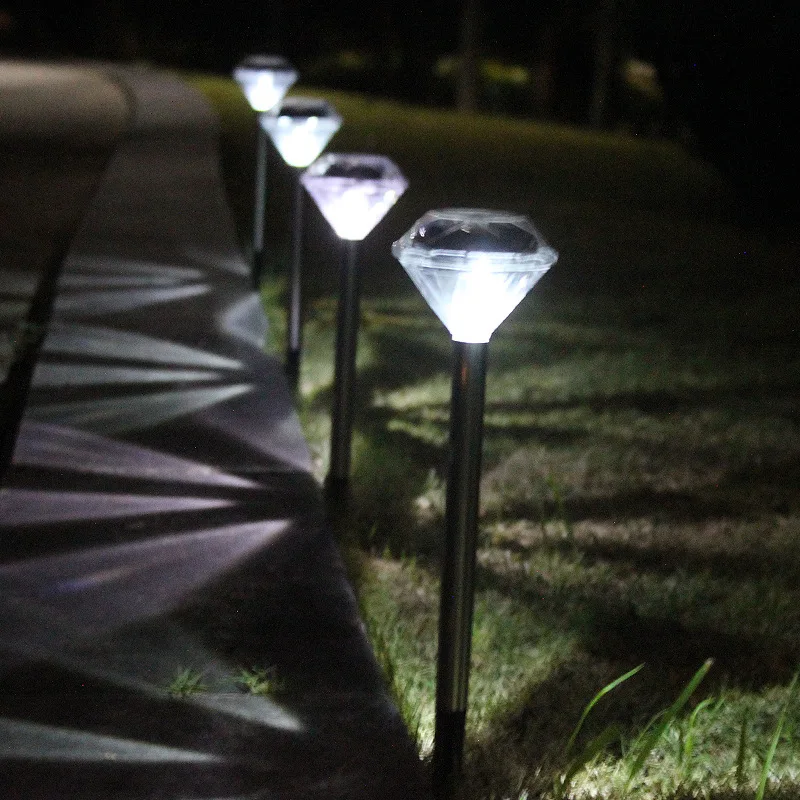 

1PCS Outdoor Solar LED Diamond Lawn Lights Plug Light Landscape Garden Lights Stainless Steel Garden Path Lamp