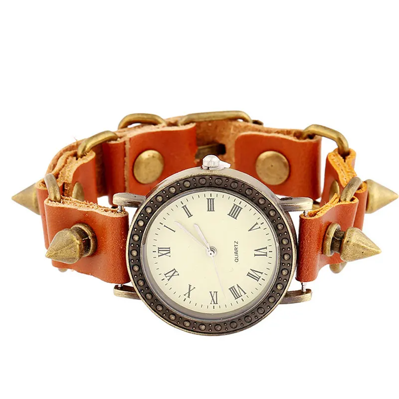 2016 Luxury Brand mens big face watches Vintage Cow Leather Bracelet