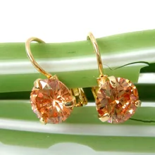 Navachi круг 0.8 см синтез Золотой кубического циркония Желтый Кристалл GP Серьги-кольца smt2856