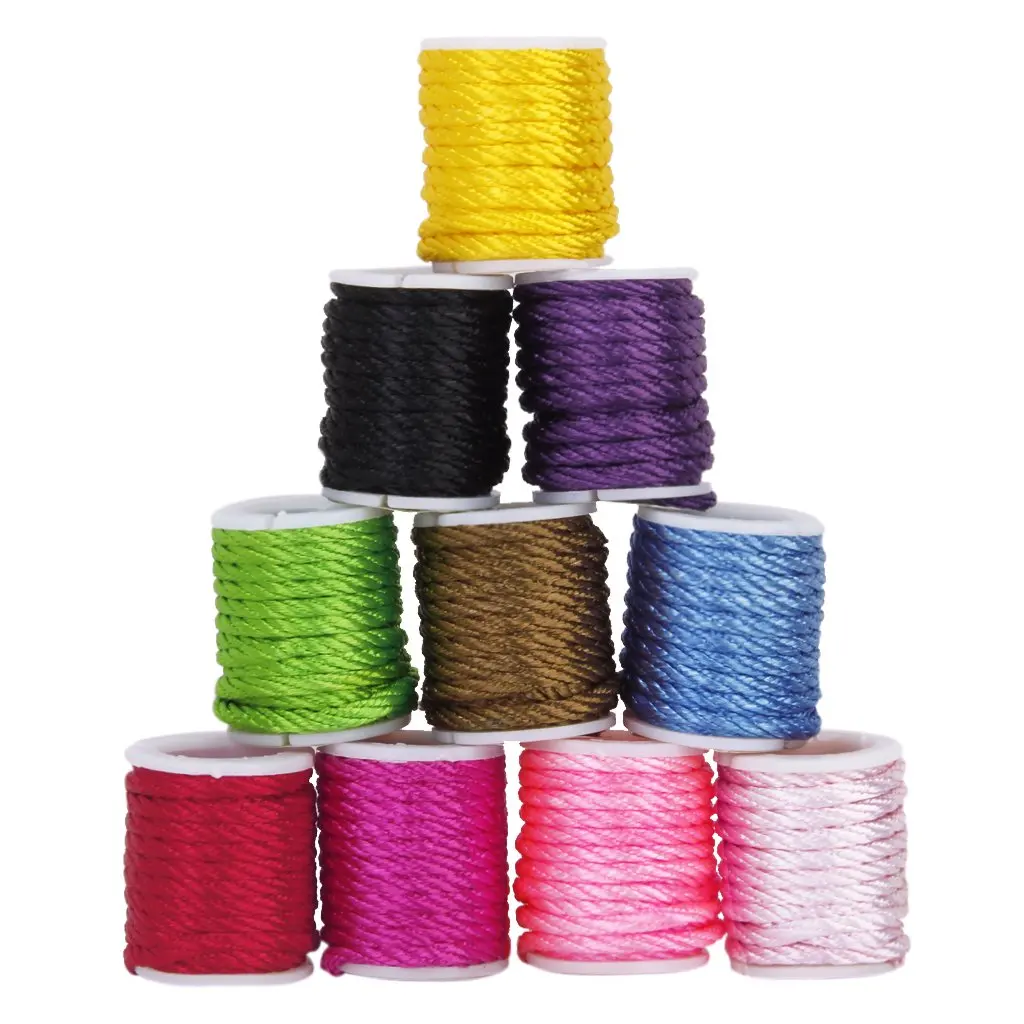 

10 Rolls Mixed Colored Nylon Cord Beading Thread String 3 mm DIY Jewelery