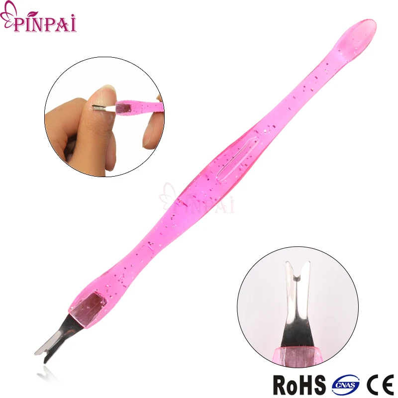 PinPai Cuticle Pusher 5 Pcs/Lot Pink Plastic Crystal Handle Nail Art Tools For Nails Salon Promotion Gifts Wholesale - Цена: 