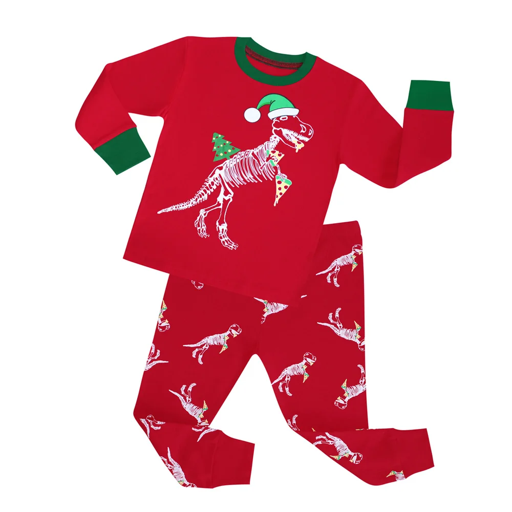 Красный и белый полосатый пижамы детская Рождественская Пижама для мальчиков длинный рукав пижамы из хлопка для девочек пижама детская одежда для сна - Цвет: PA02