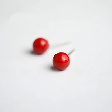 Серьги-гвоздики с круглым красным жемчугом Rose Lee для женщин, 925 пробы серебряные серьги, Мода 925, ювелирные изделия RL25