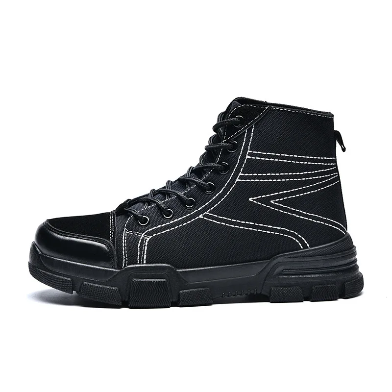 Denim Männer Schuhe 2018 Vintage Stil Outdoor Martin Stiefel Männer Hohe Top Alle Schwarz Schnee Stiefel Herbst Winter Dicken Boden turnschuhe