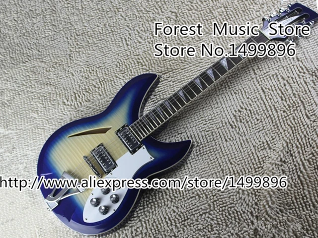 Best price at $309 Cheap Top Selling Chinese Blue Ricken 360 Semi-Hollow Body 12 String Guitarra Electrics Kits & Body Left Handed Custom Available