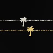 10 шт. Нержавеющая сталь золото Цвет Palm Tree браслет для Для женщин Bijoux Caribbean летние каникулы кокосовое ювелирные изделия