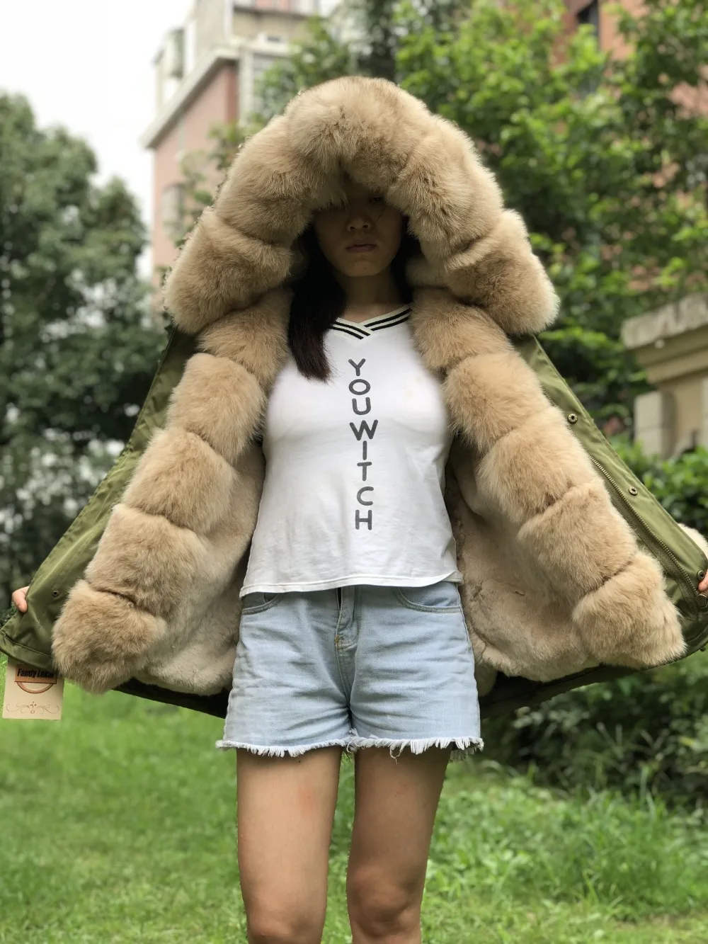 Теплые свободные короткие парки с подкладкой из натурального меха кролика Рекс, Женское зимнее пальто с воротником из натурального меха лисы, Женская парка