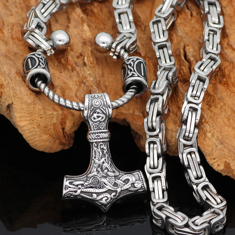 VikingCeltic скандинавский Викинг mjolnir из нержавеющей стали Тор ожерелье молоток для человека-король цепи