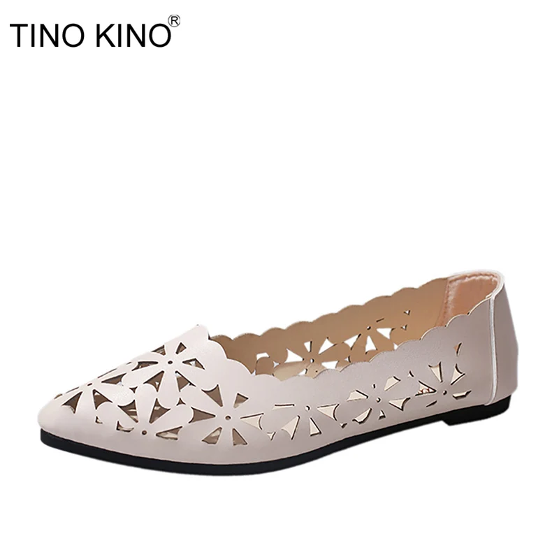 

TINO KINO Women Hollow Out Flat Pointed Toe Loafers New Fashion Spring Summer Casual Sandals Shallow Slip On Breathable Shoe