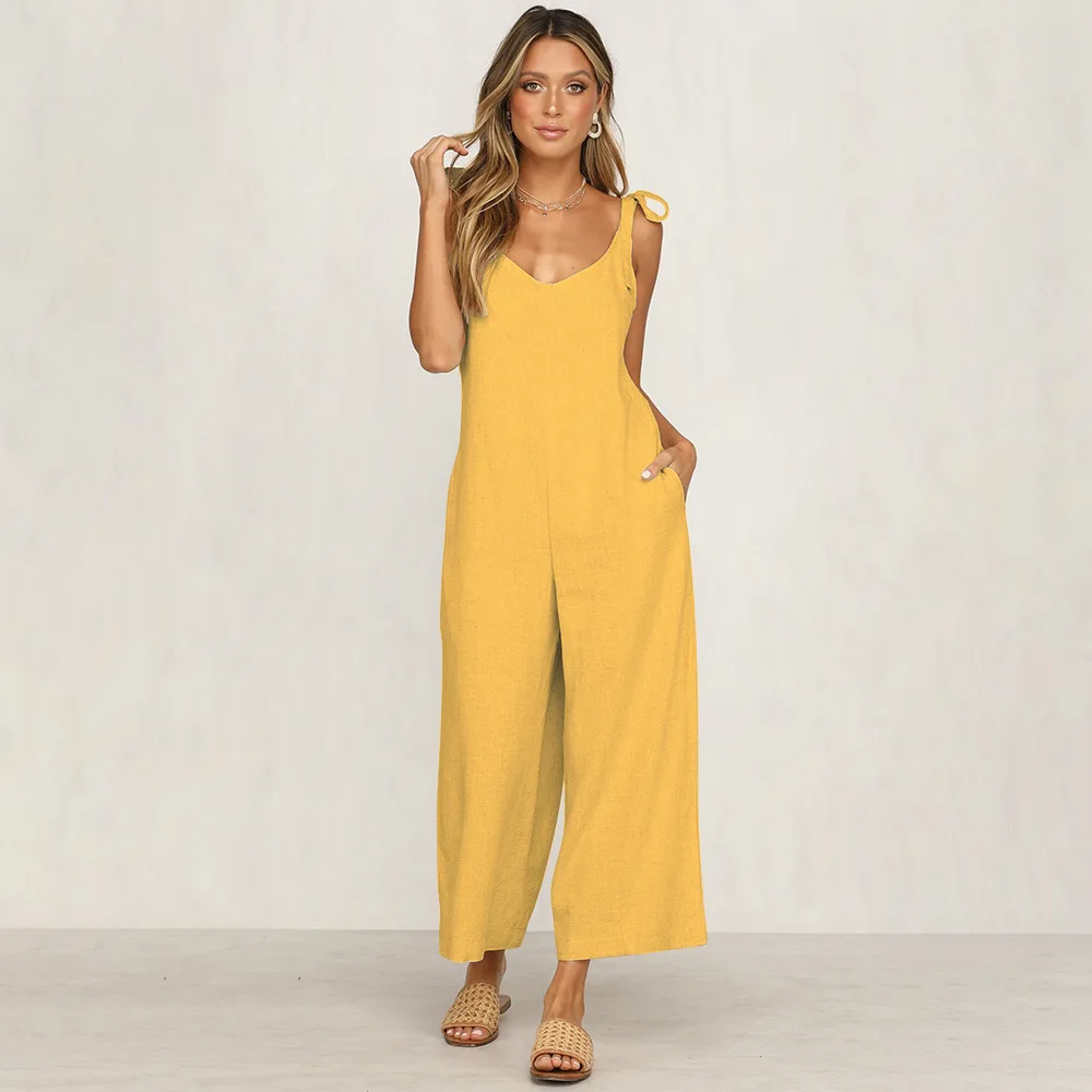 2019 Women Loose Casual Jumpsuits Rompers Spaghetti Straps V-neck Herem Pants 2019 Women Loose Casual Jumpsuits Rompers Spaghetti Straps V-neck Herem Pants