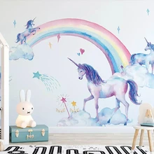 Beibehang Фреска свежая Акварель Ручная роспись Tianma Радуга Единорог детский фон стены украшение дома Фреска 3d обои
